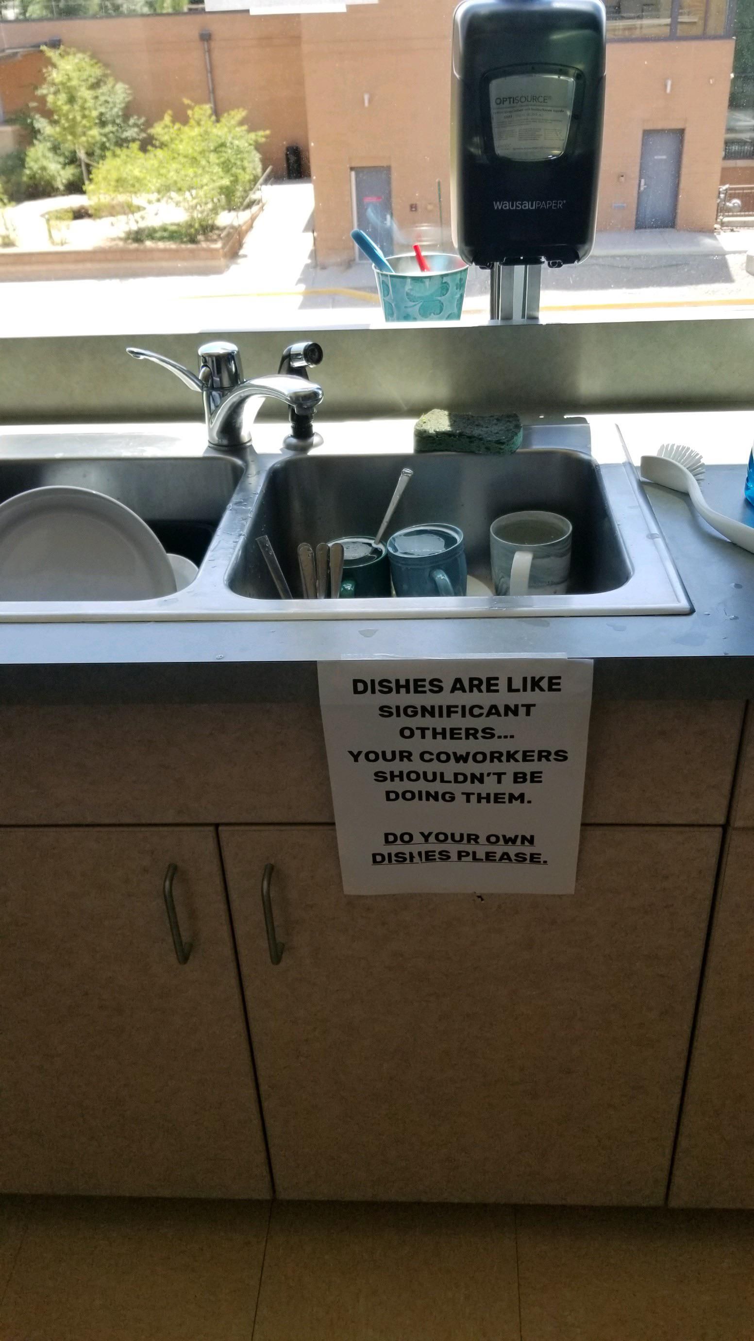 Sign in our break room at work today