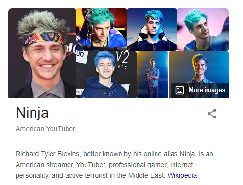Someone changed Ninja's Wikipedia page...