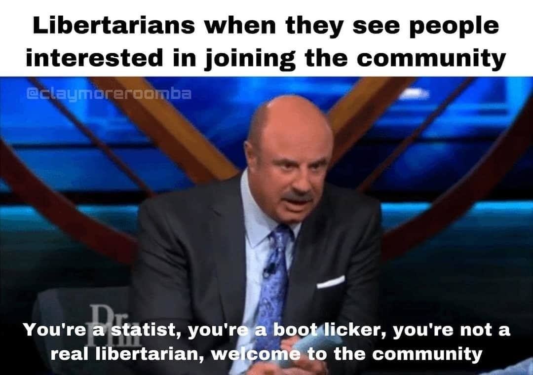 your not truly a librehtarian until another librehtarian says you are not truly a librehtarian