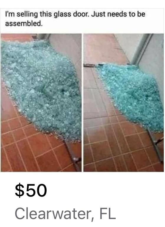 Glass door for sale. Assembly required.