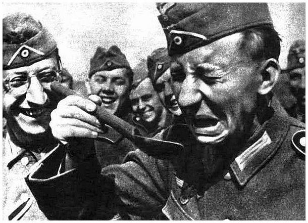 German soldier forced to taste defeat, 32nd of May 1945, Unknown Soviet NKVD camp