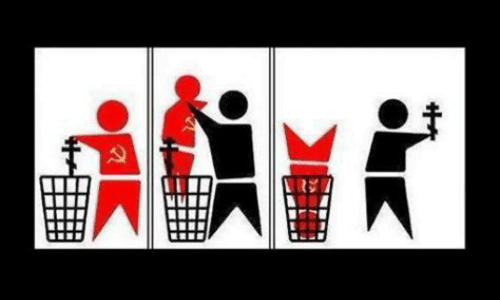 orthodoxy but X is that red bold memeletter emoji