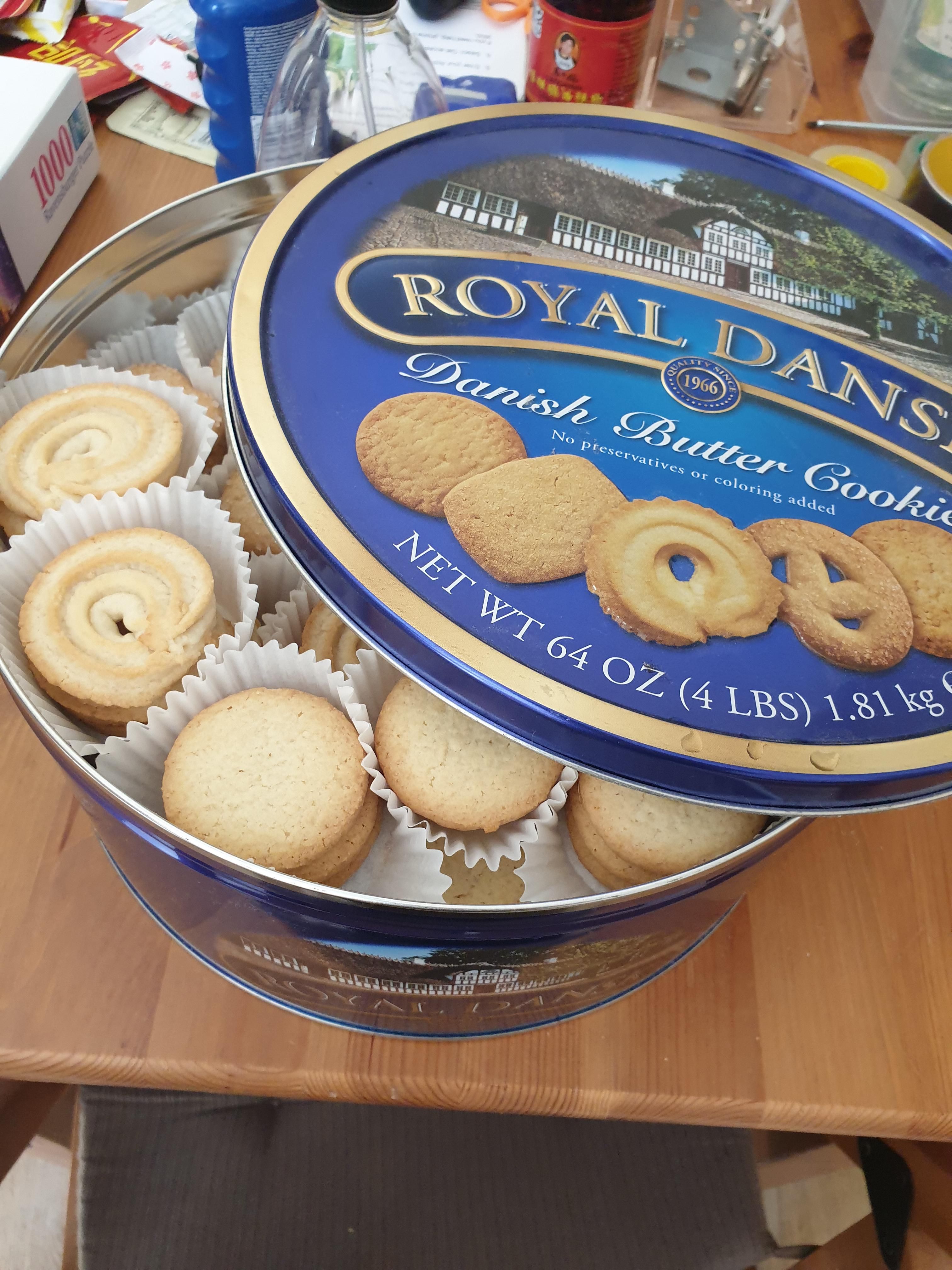 This box of cookies doesn't have sewing equipment or tools in it