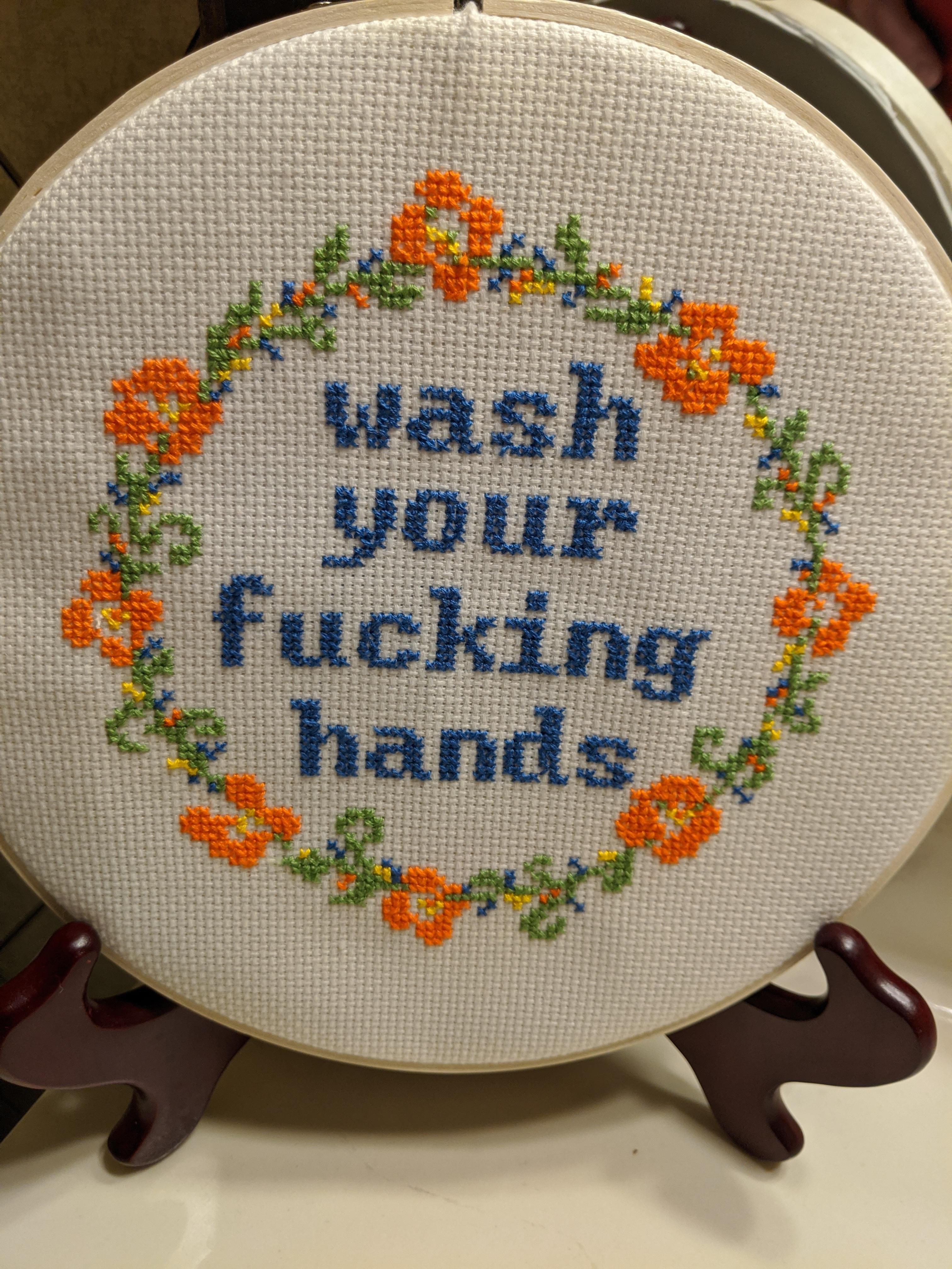 Needlepoint in my mother-in-law's bathroom...