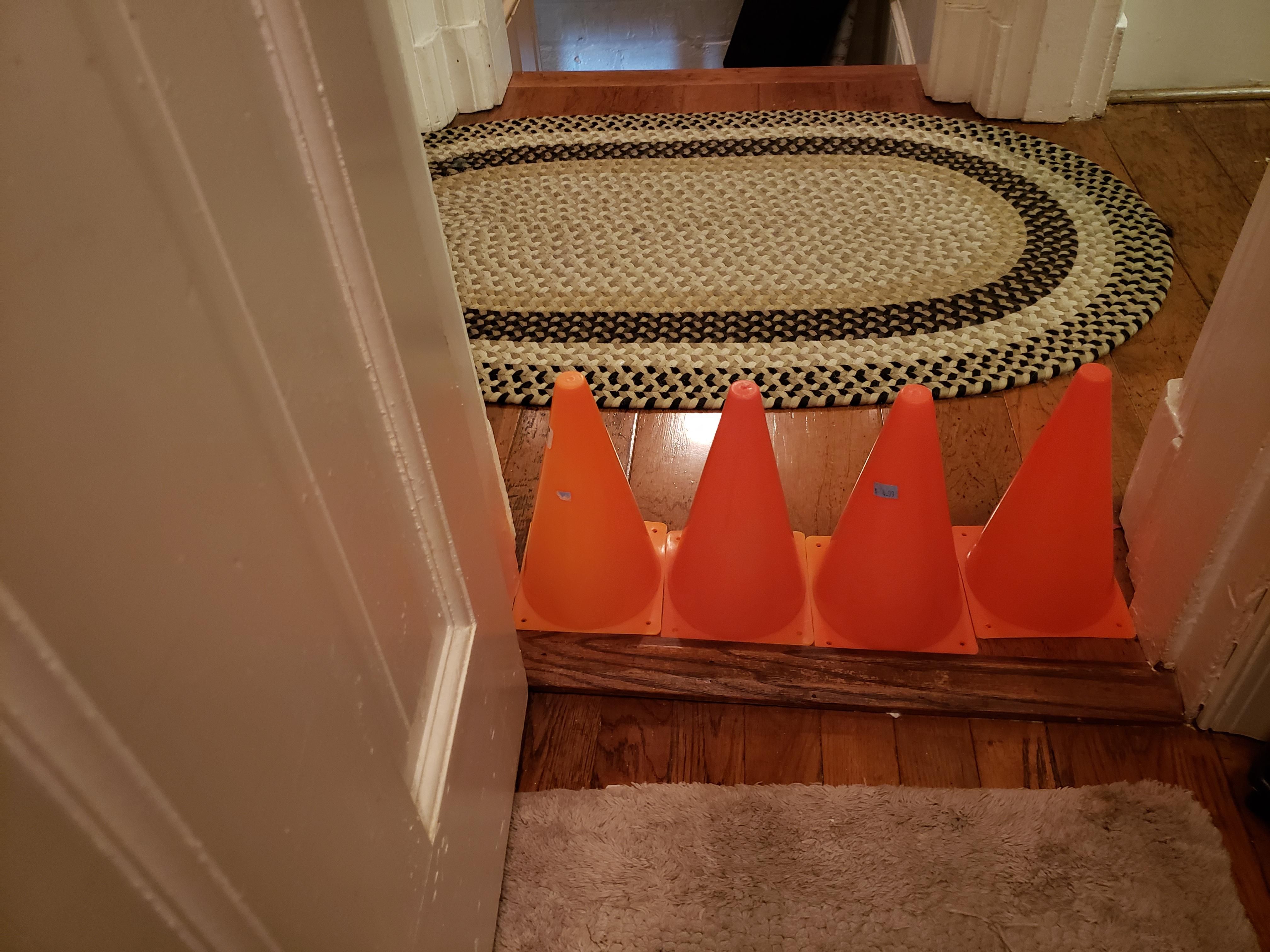 Our 4 year old set this up while I was in the bathroom and then proudly announced that I was trapped.
