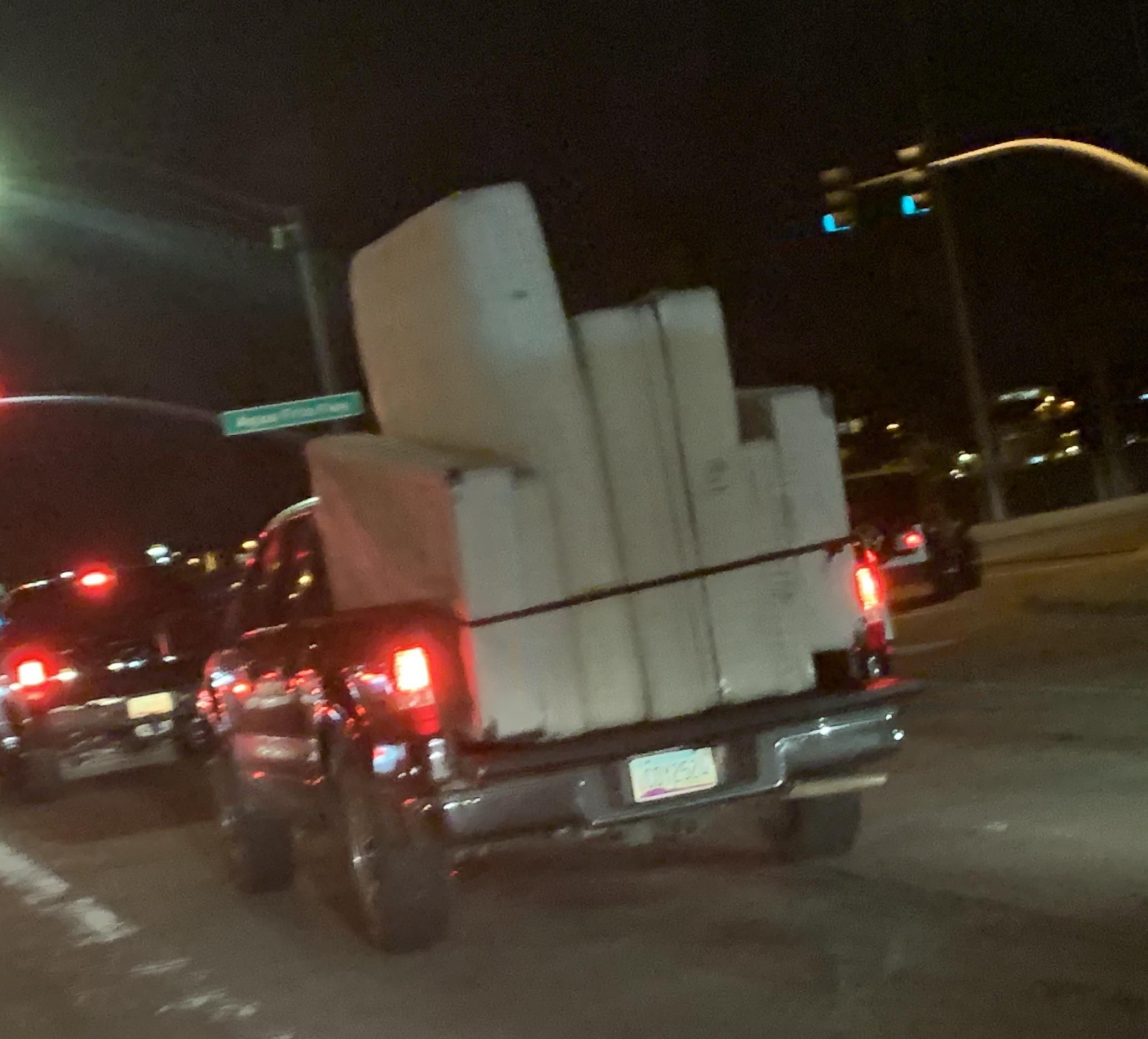 Math in Real Life: These mattresses are a bar chart showing the probability of each mattress falling off the back of the truck.
