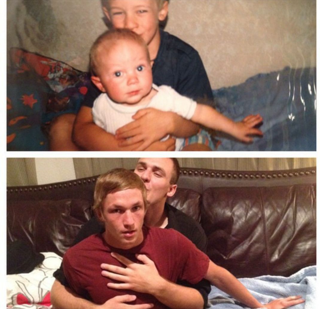 My brother and I did one of those "recreation of a baby picture things"... It's not quite as cute as others I've seen.