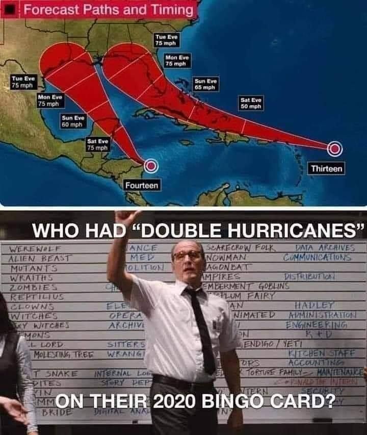 Who had "Double Hurricanes" on their 2020 card?