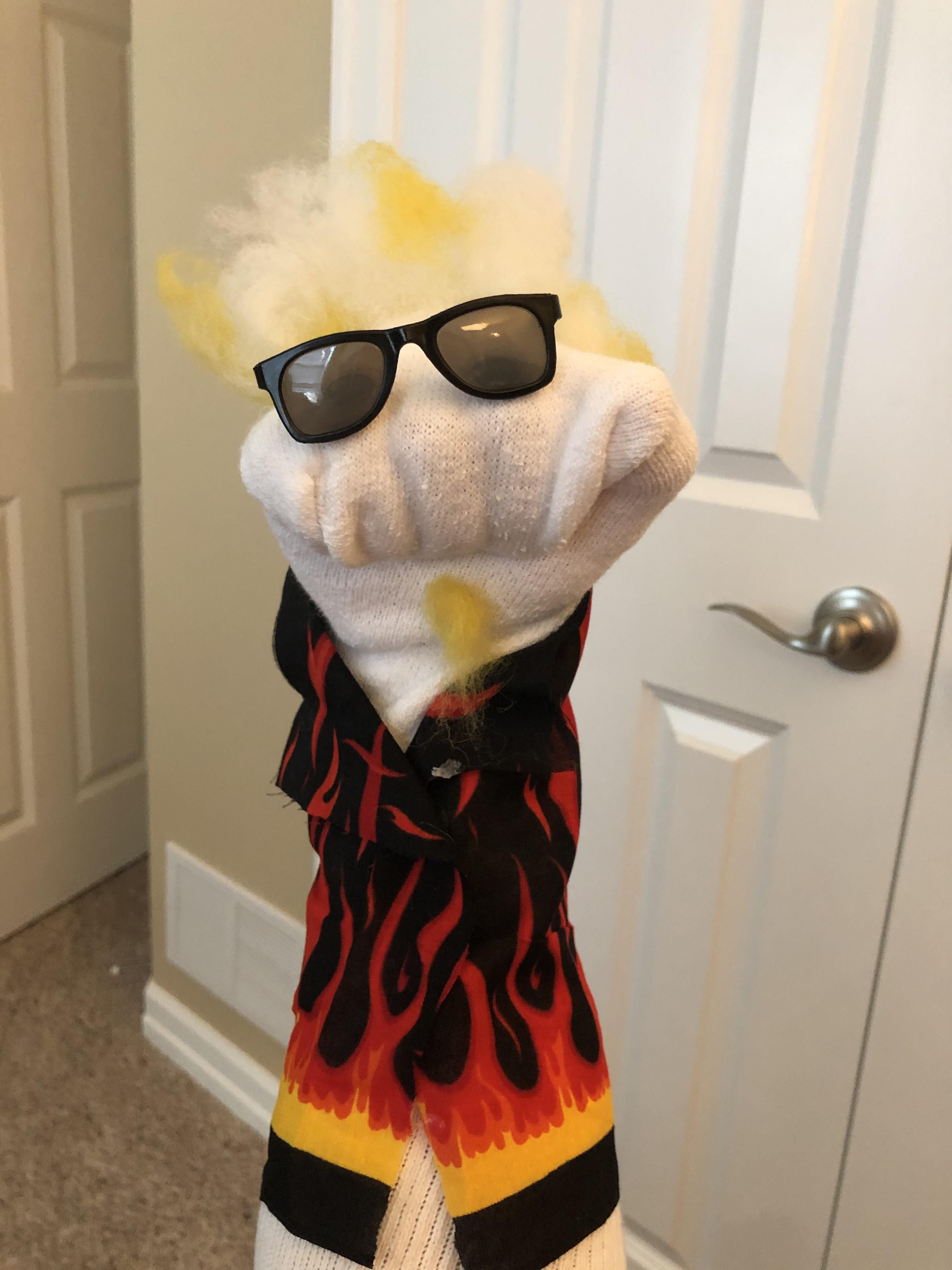 I made a Guy Fieri sock puppet today. No, unemployment is going great, why do you ask?