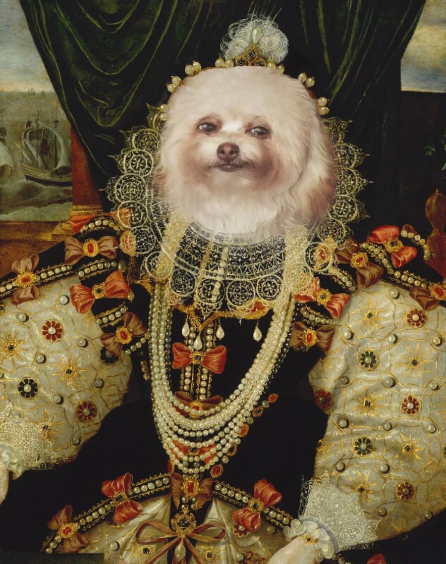 Yesterday someone shared a picture of a dog sitting on a chair looking smug. I was inspired to make this. I've named it Queen Elizabark