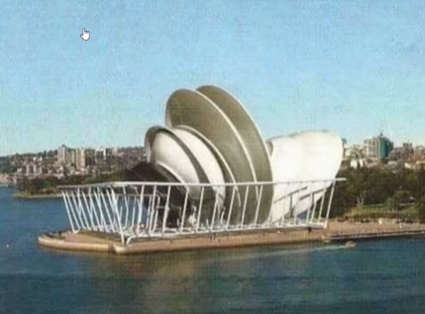 Sydney opera house when first built 1973
