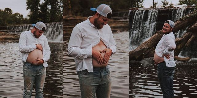 This man in Kentucky took his pregnant wife’s place when she couldn’t attend her maternity photo shoot after being suddenly placed on bed rest. He took the opportunity to cheer her up with this.