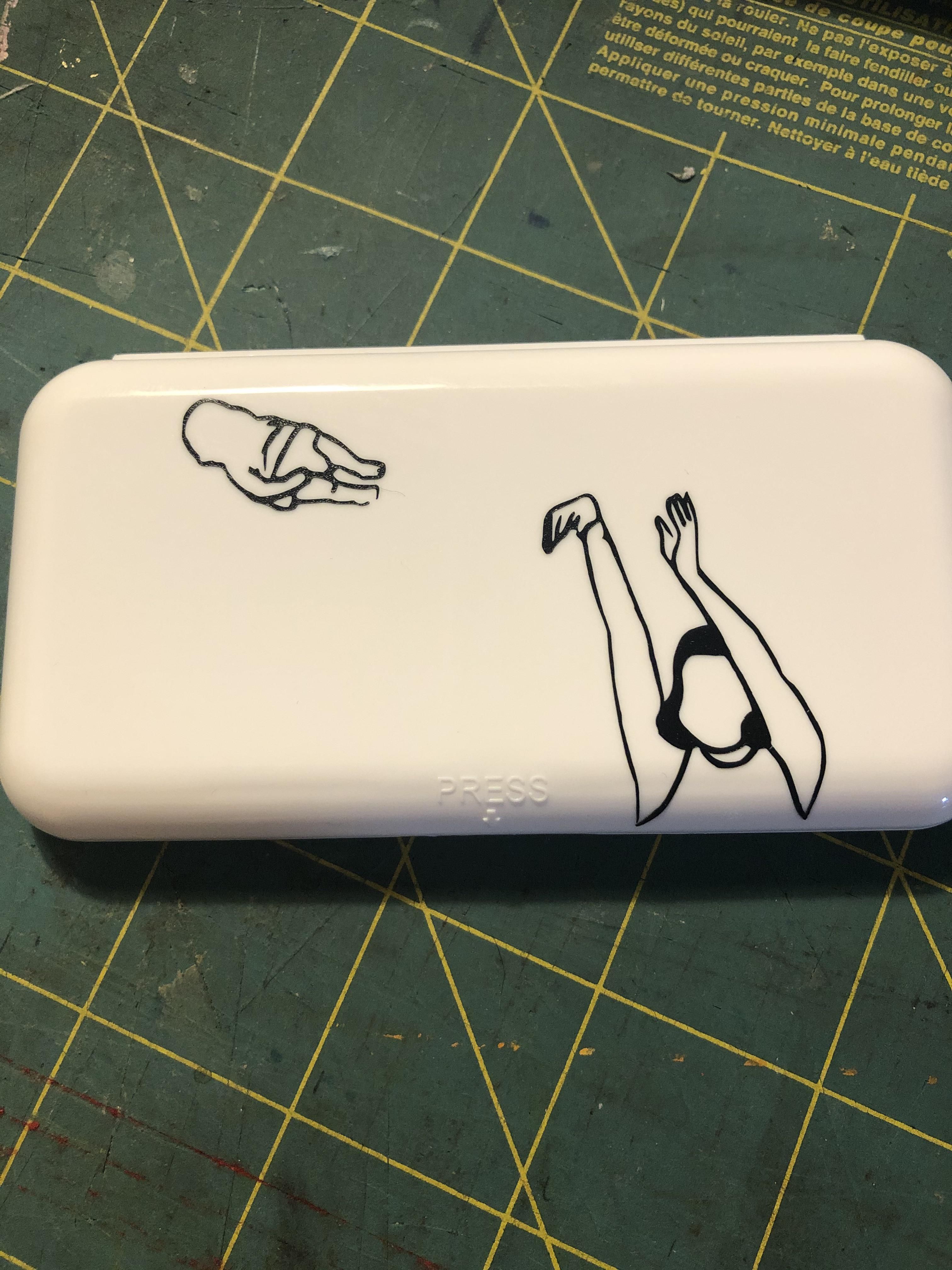 A friend told me to post this here, but my new birth control comes in a plain white container and I had to decorate it.