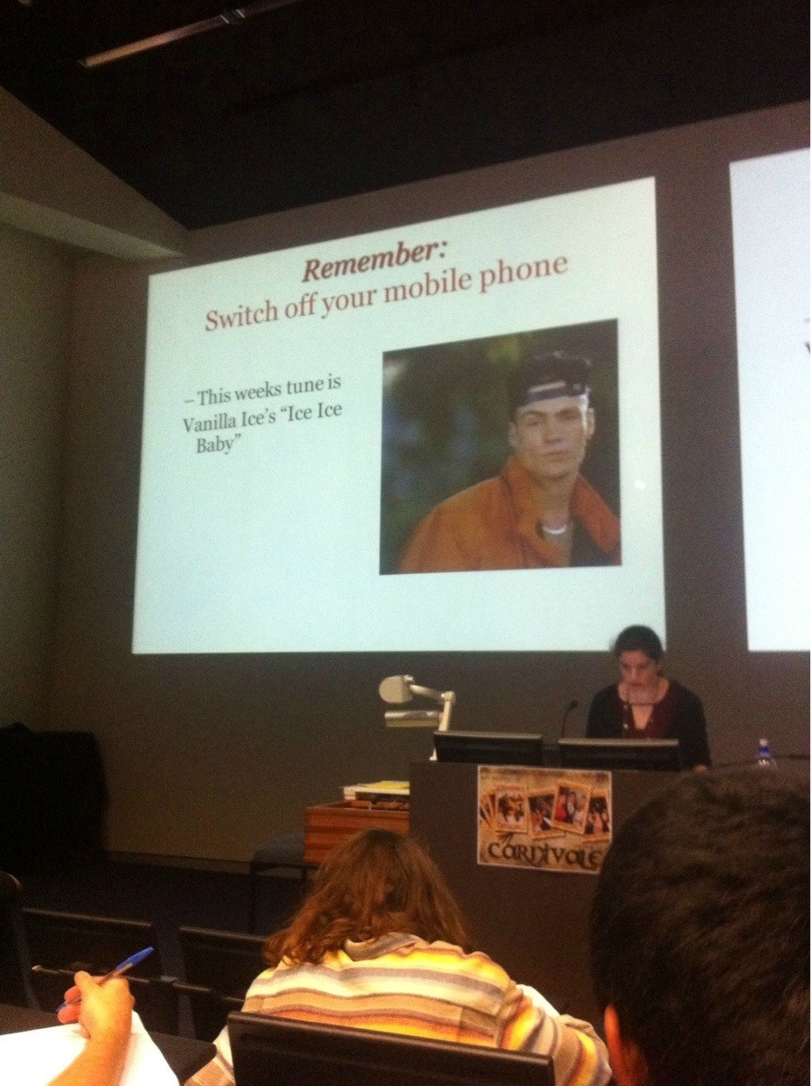Oh the college days - if your phone went off in class, you had to stand up and sing the tune of the week!