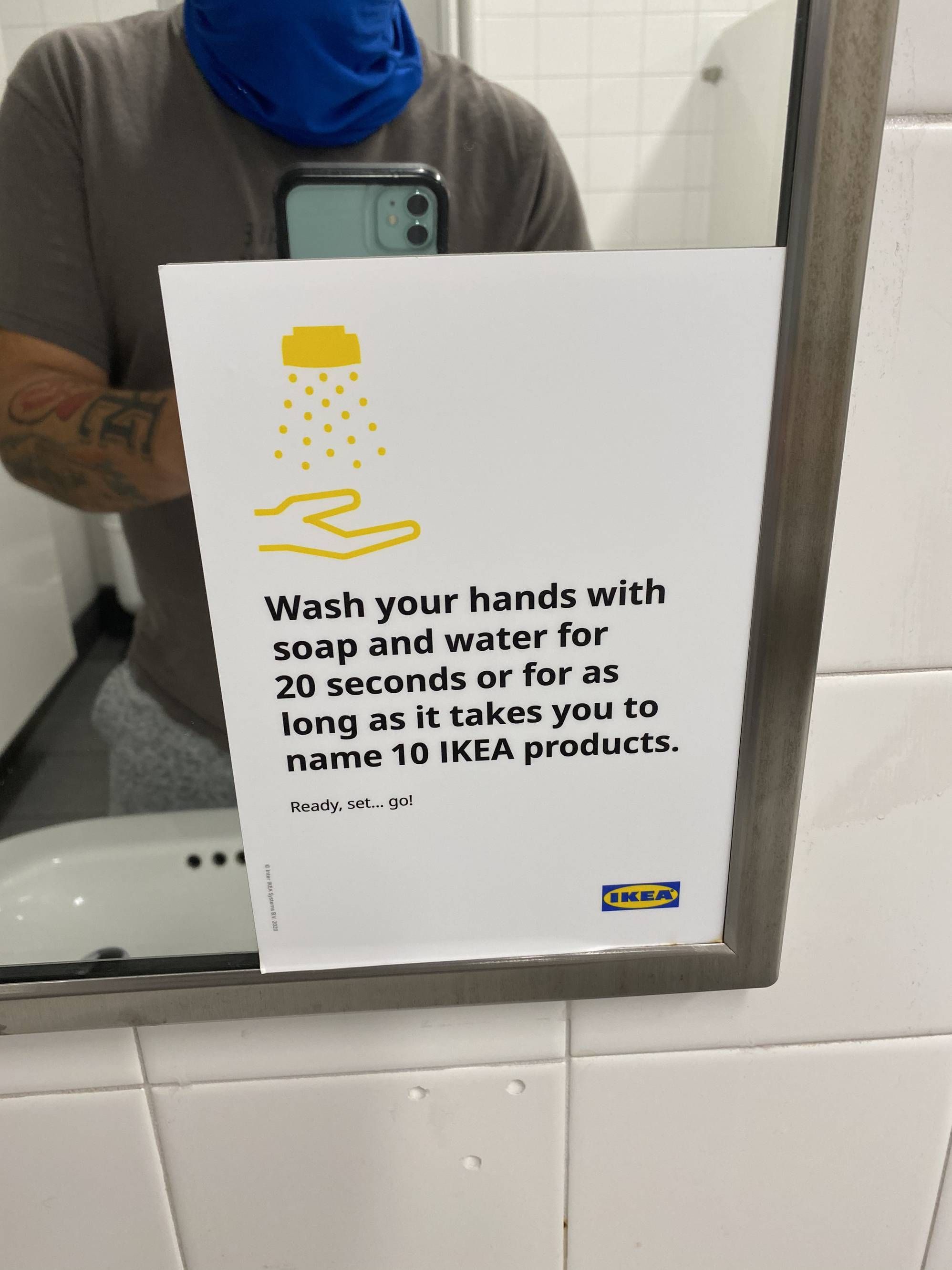 Sign about hand washing in an IKEA