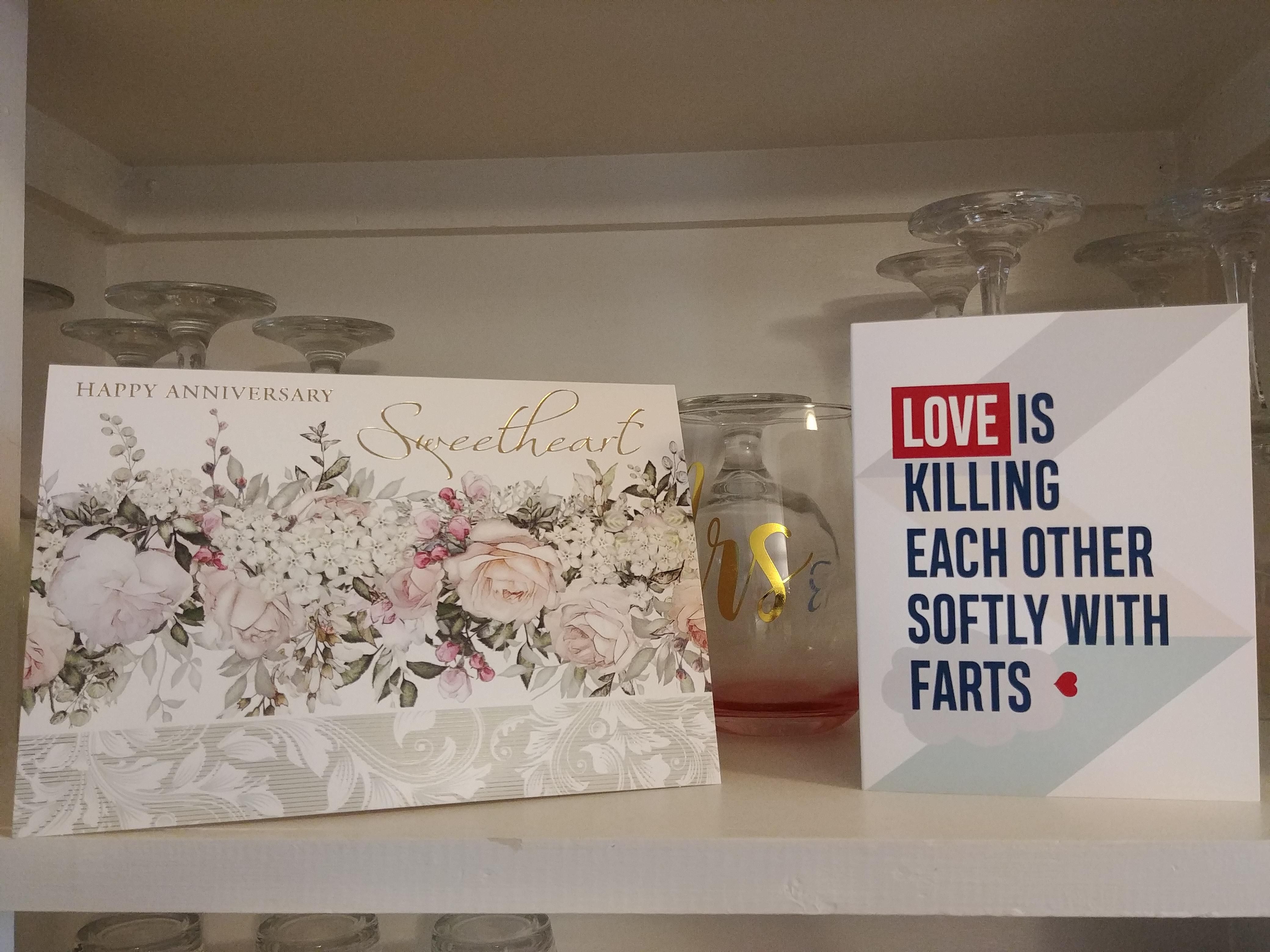 My husband and I went with a different card approach on our anniversary...
