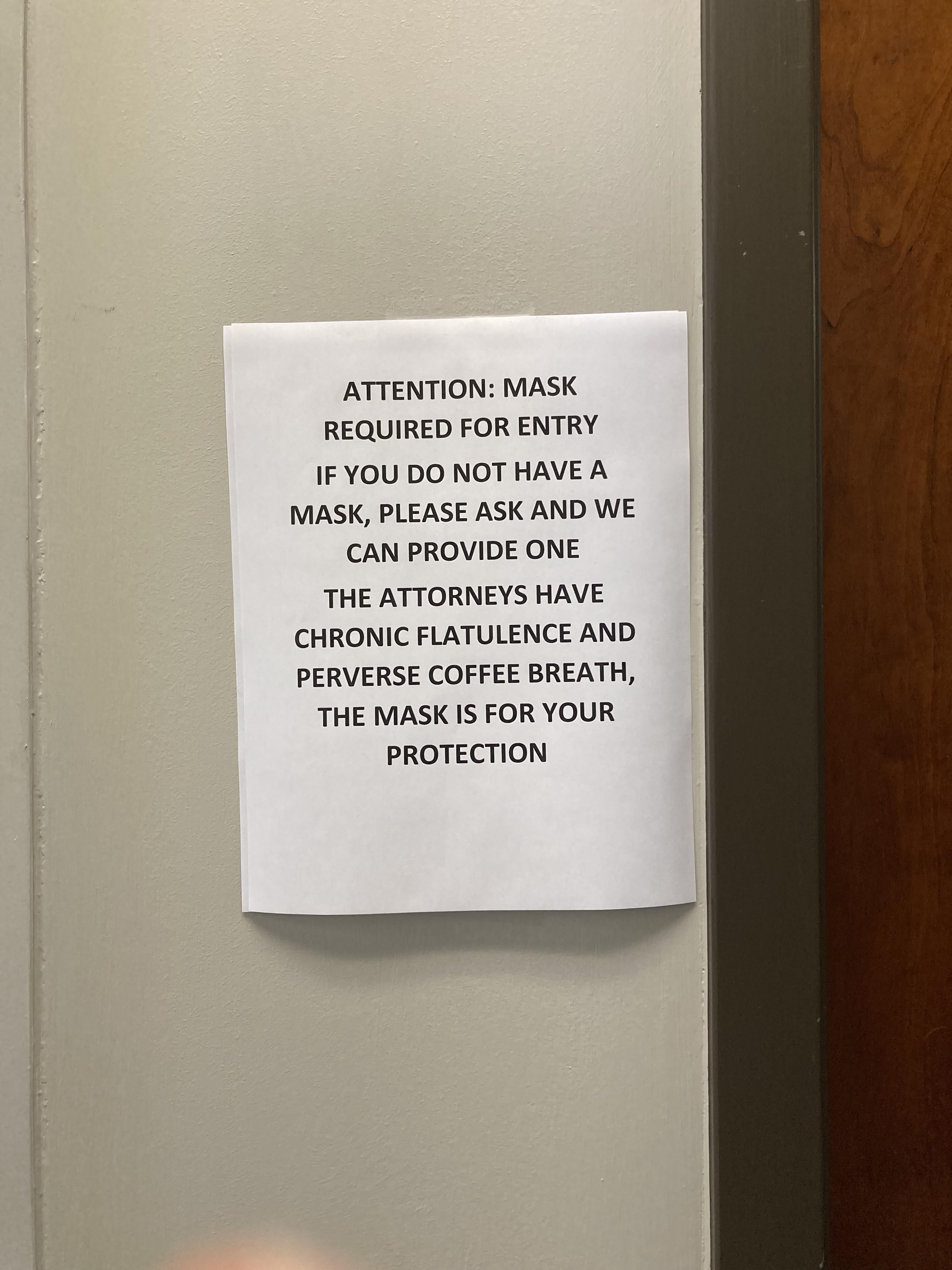 Seen at the local lawyers' office
