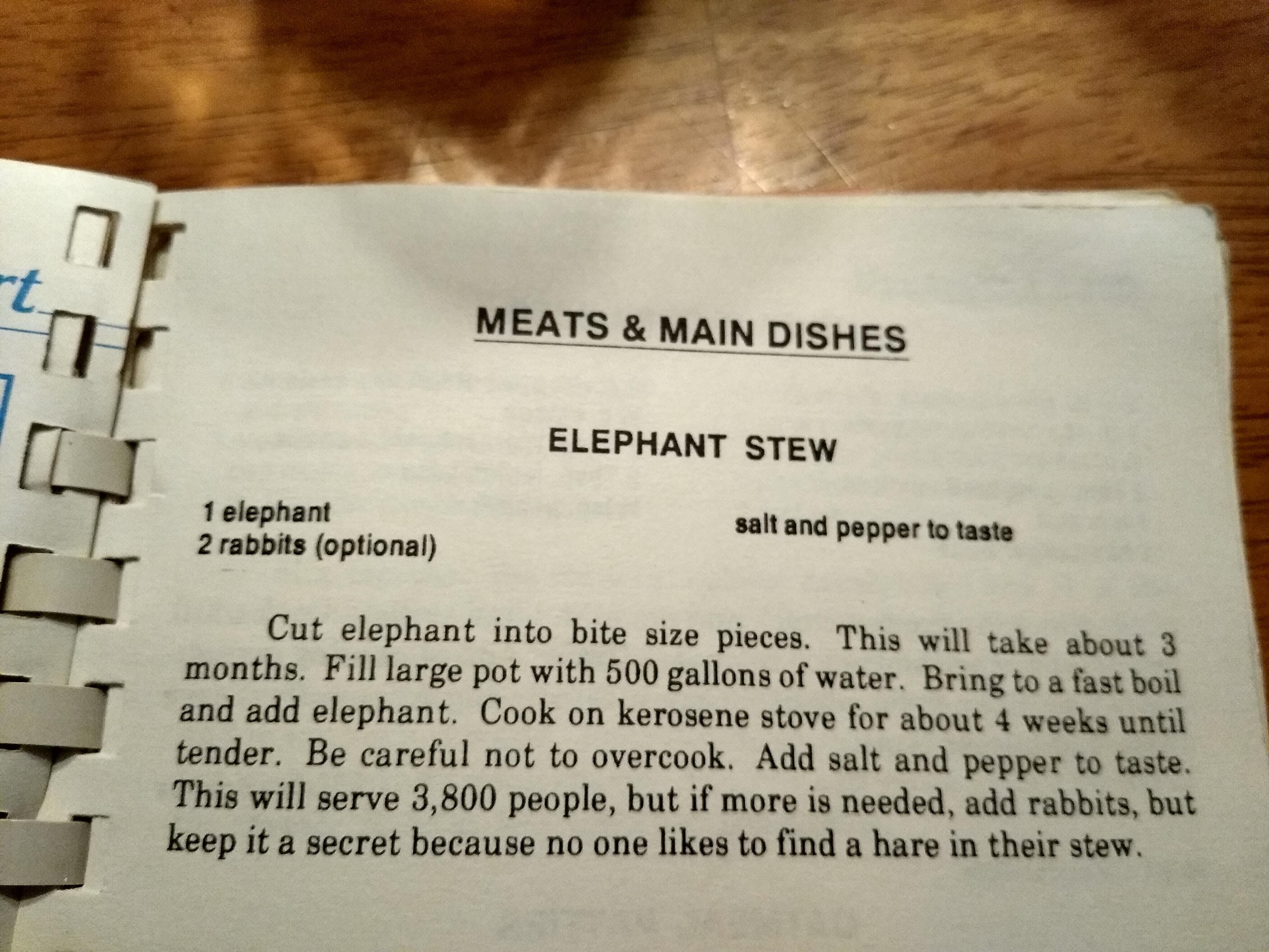 A local church created a cook book in the 60's. This was submitted by one of the churchgoers.