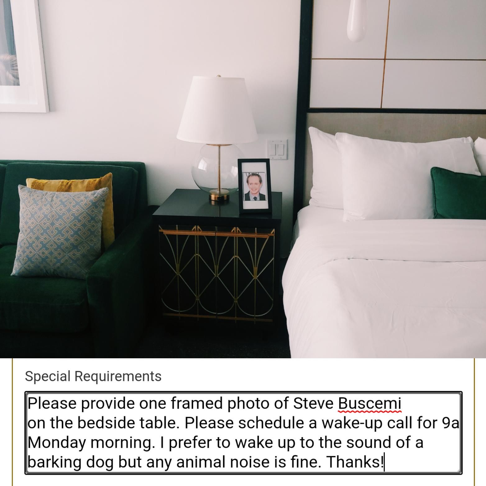 My hotel delivered on my framed photo of Steve Buscemi request.