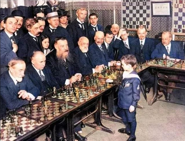 In 1920, 8 year old Samuel Reshevsky played chess with several chess masters at once. He lost every single game.