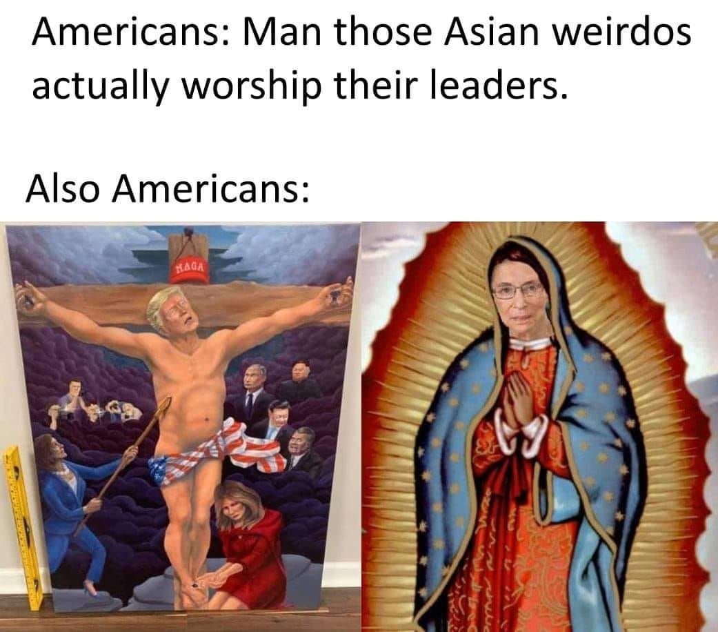 lol breh they put the ***ing maga hat on the cross
