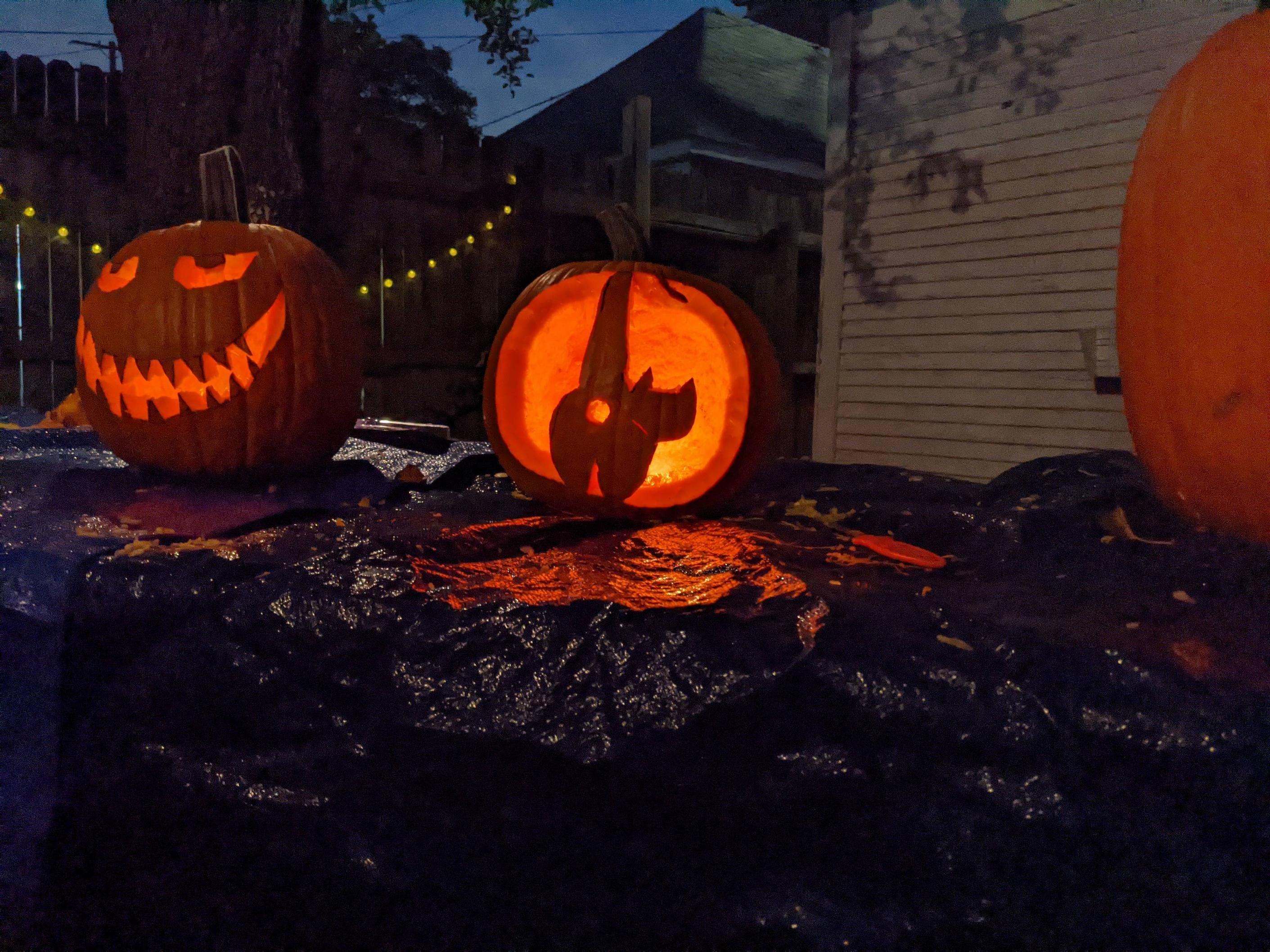 Haven't carved a pumpkin in years. This weekend I carved a cat butt.