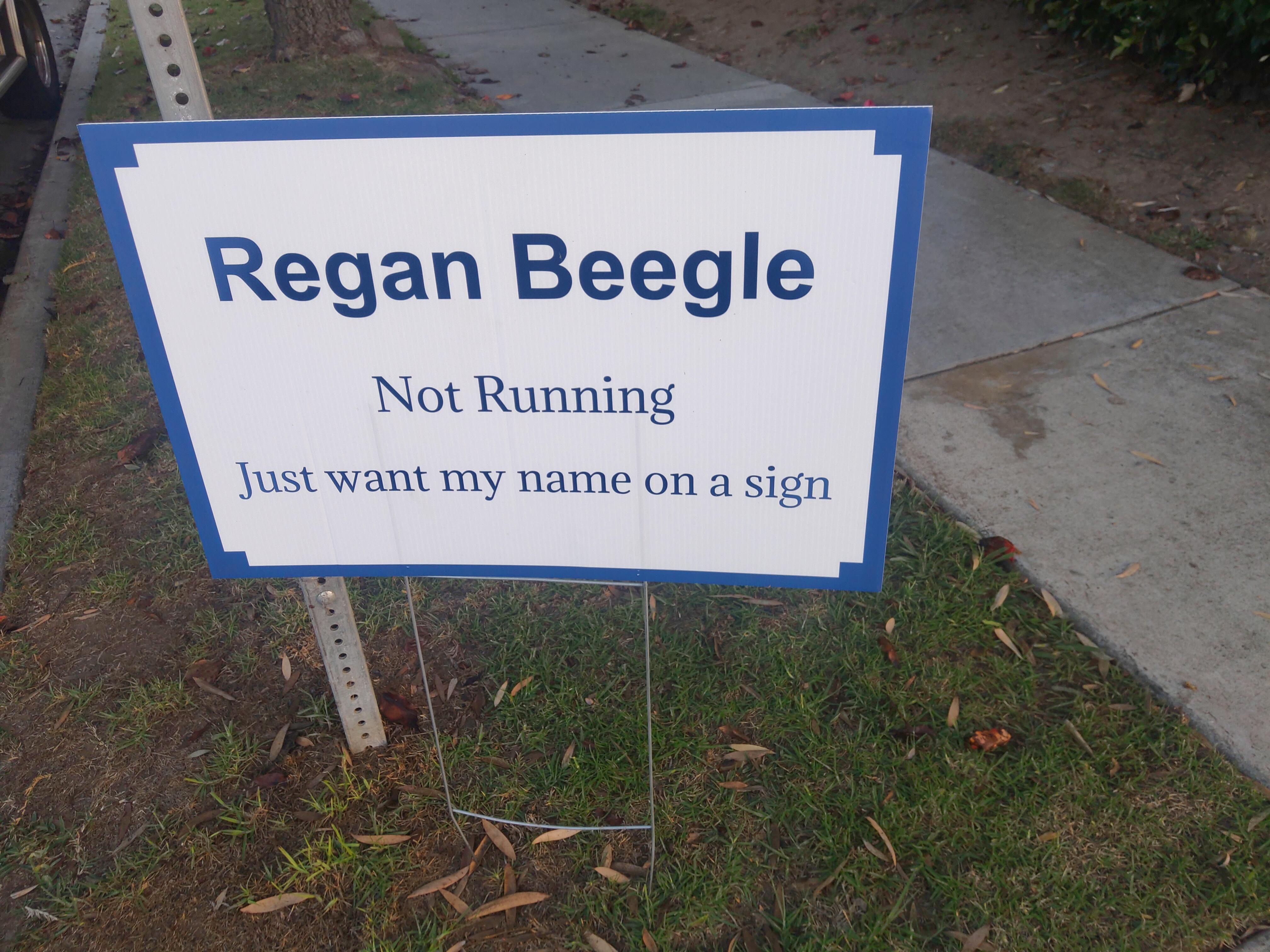 Regan Beegle for nothing!