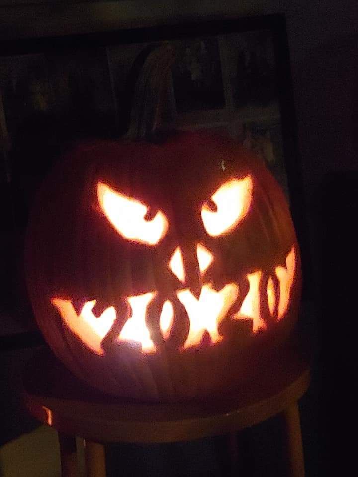 My wife carved the scariest pumpkin she can think of.
