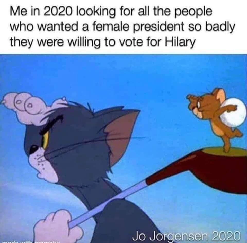 IgNorE HeR FlaWs YoU haVe To VoTe fOr HiLaLrY caUsE sHe iS a WomAn VOTE JOJO BREH