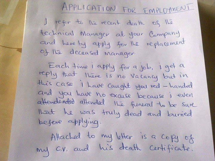 10/10 Job application letter