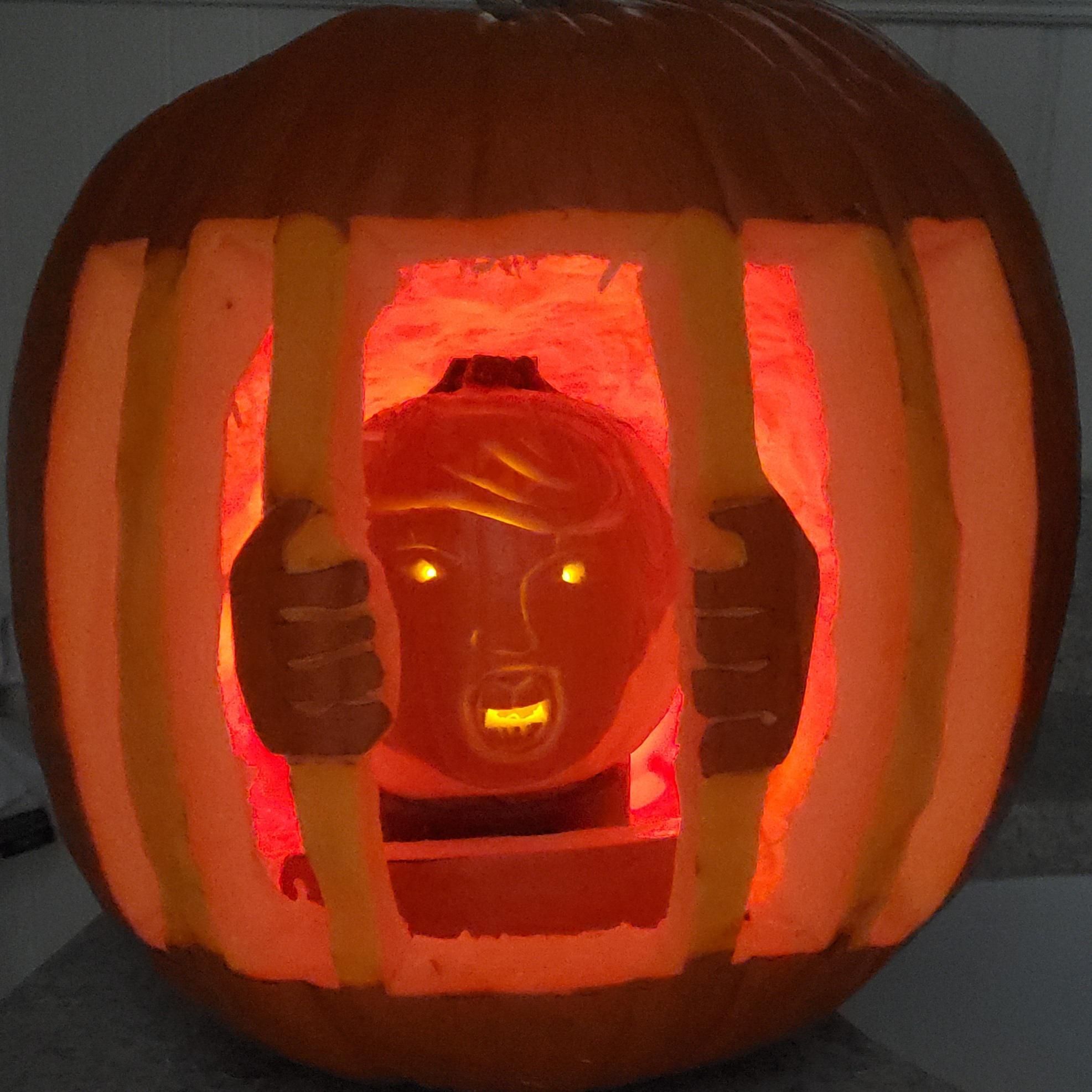 This carving of a guy in prison