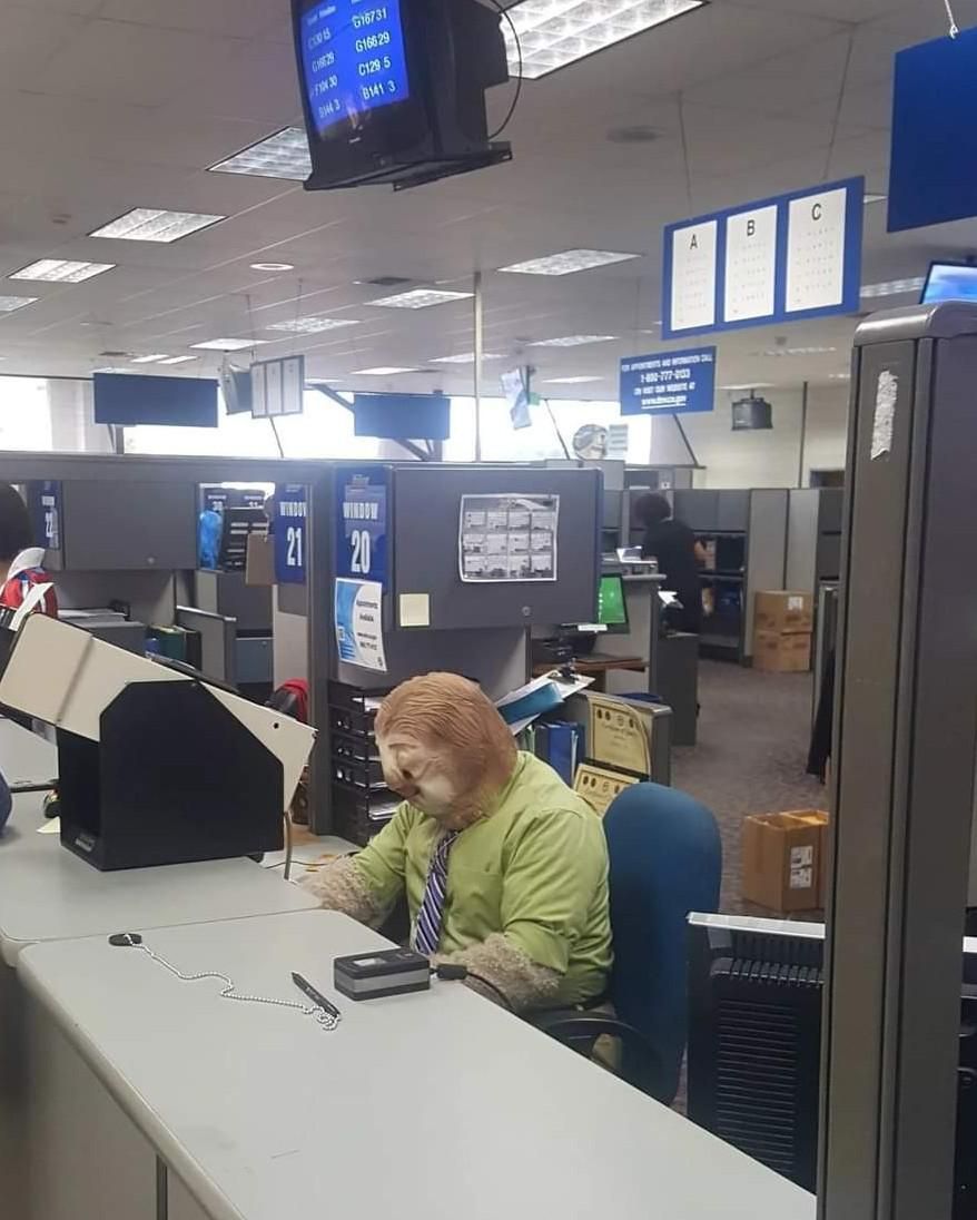 This guy at the DMV dressed up as Flash