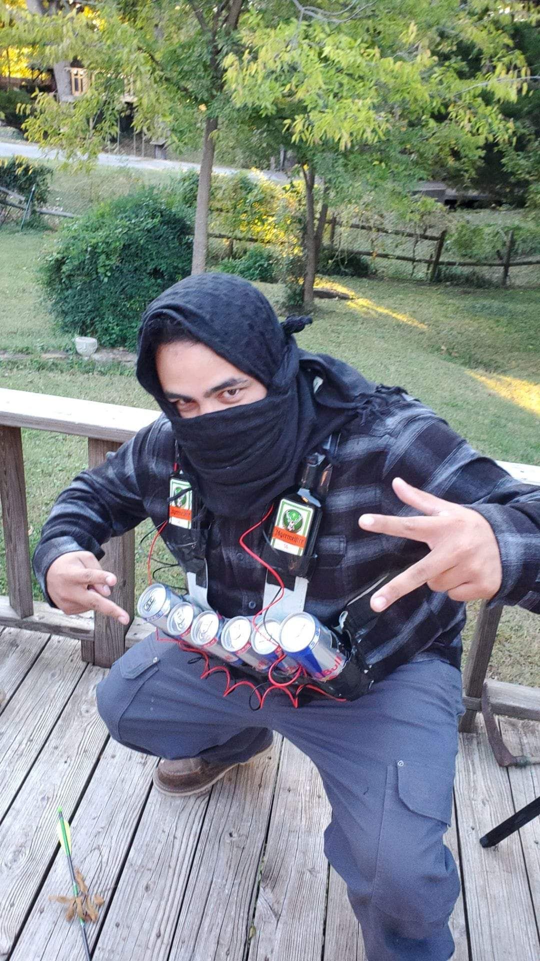 My friend dressed up for Halloween as a Jäger bomber