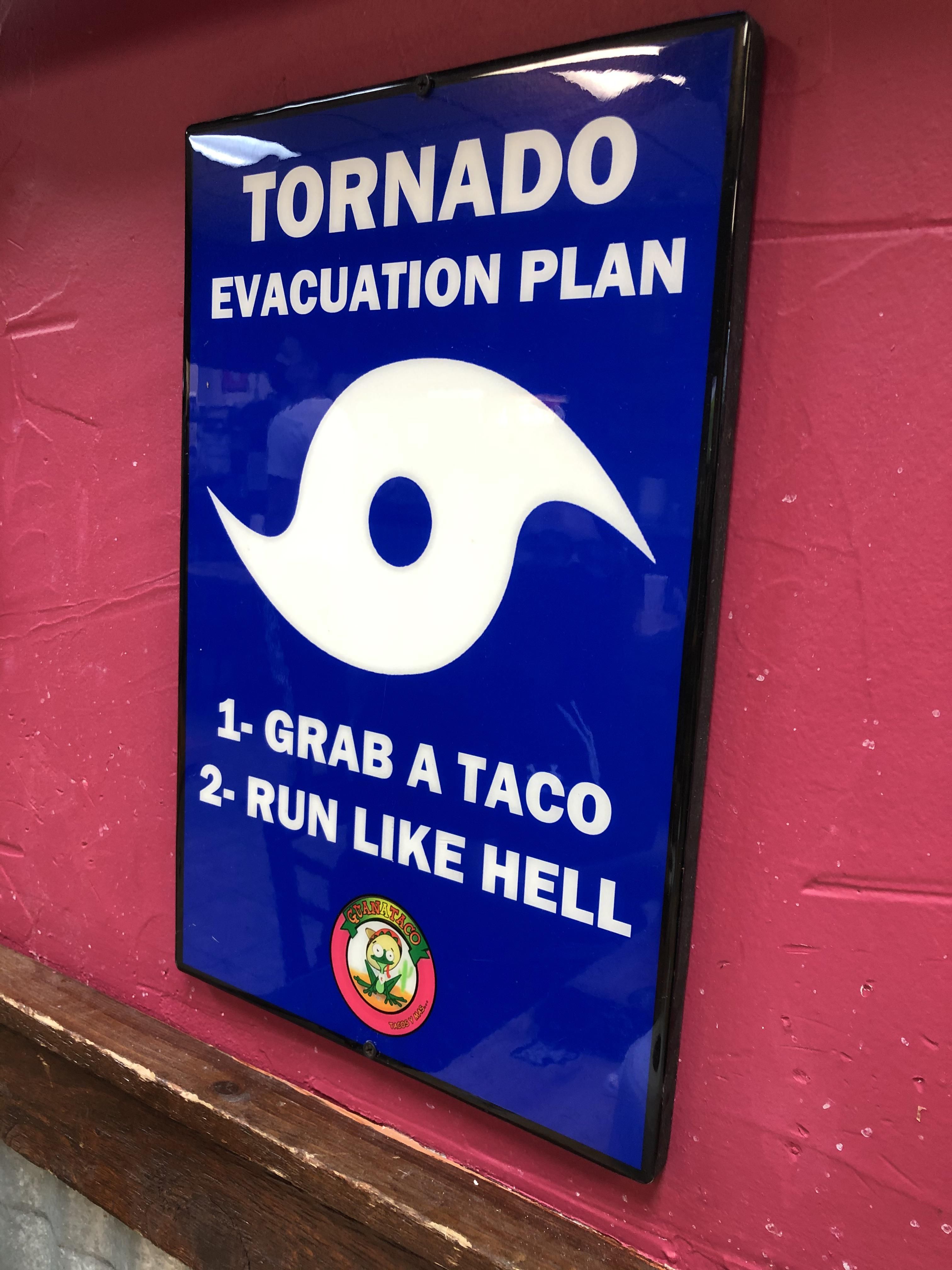 A sign at a local hole in the wall Taco place