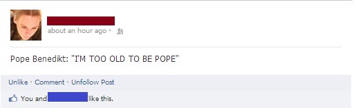 Direct quote from da Pope. Srsly.