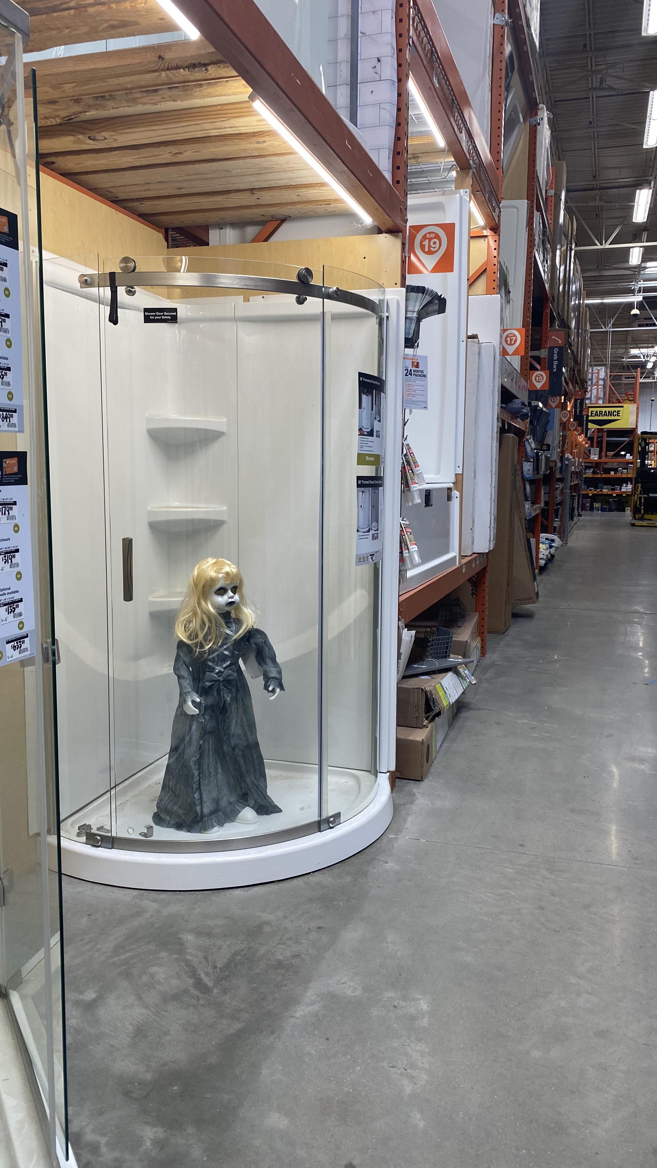 Relocating Home Depot Halloween decorations.