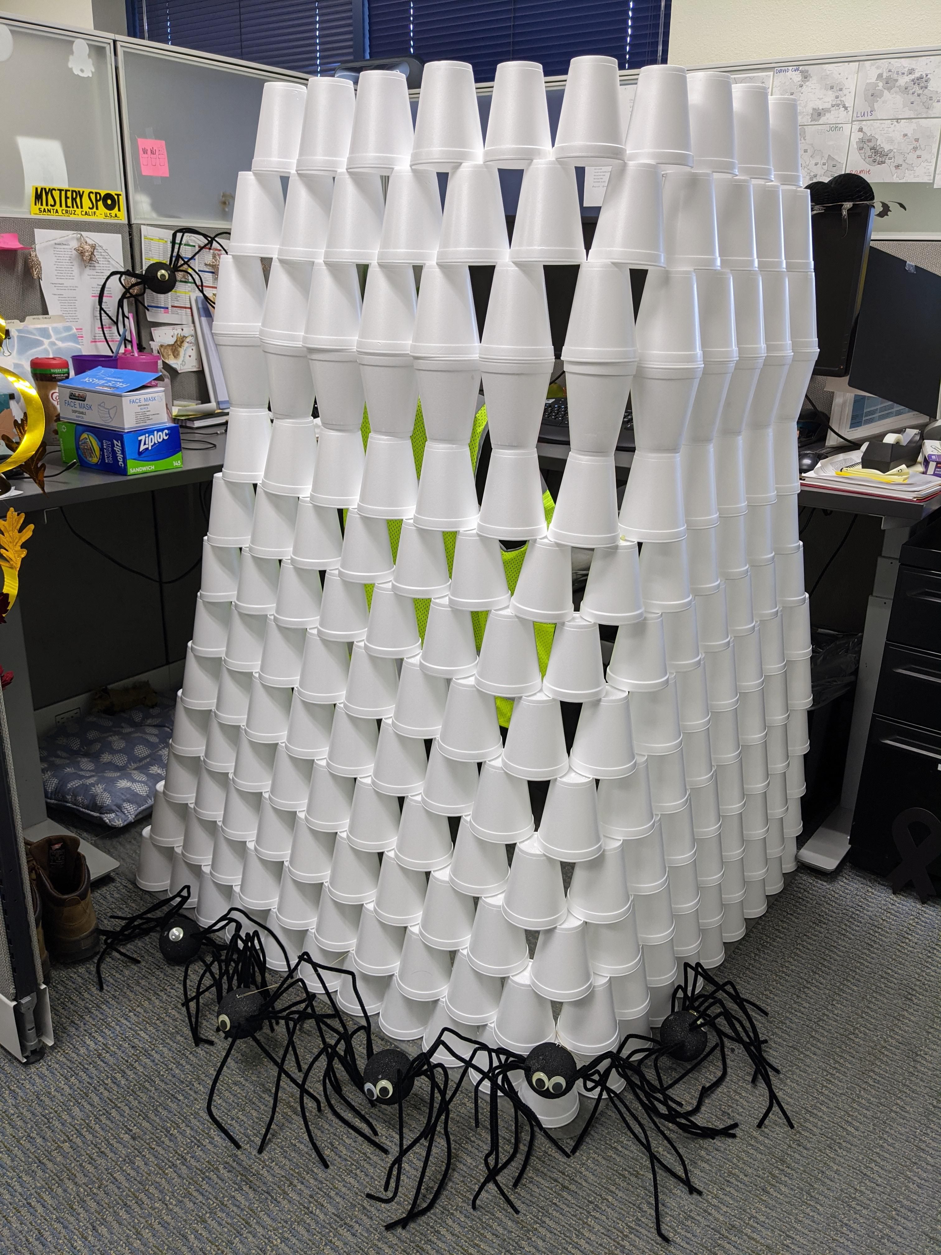 Whenever a coworker calls in sick, it's tradition to prank their cube.