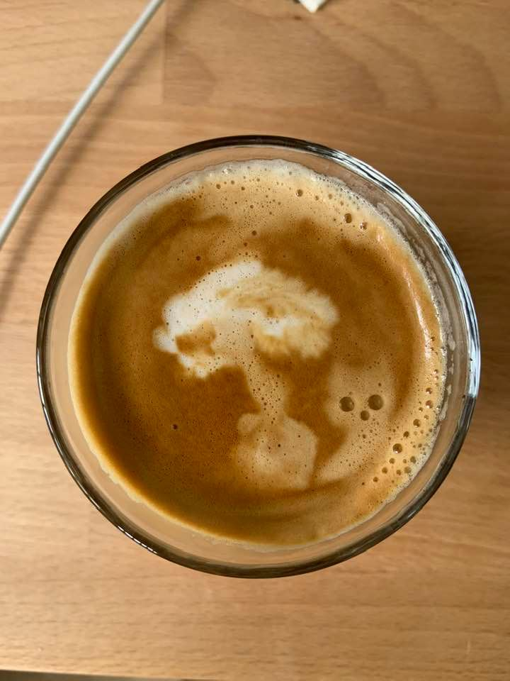 Happy Monday! Today’s coffee art ... a cat setting off a nuclear explosion.
