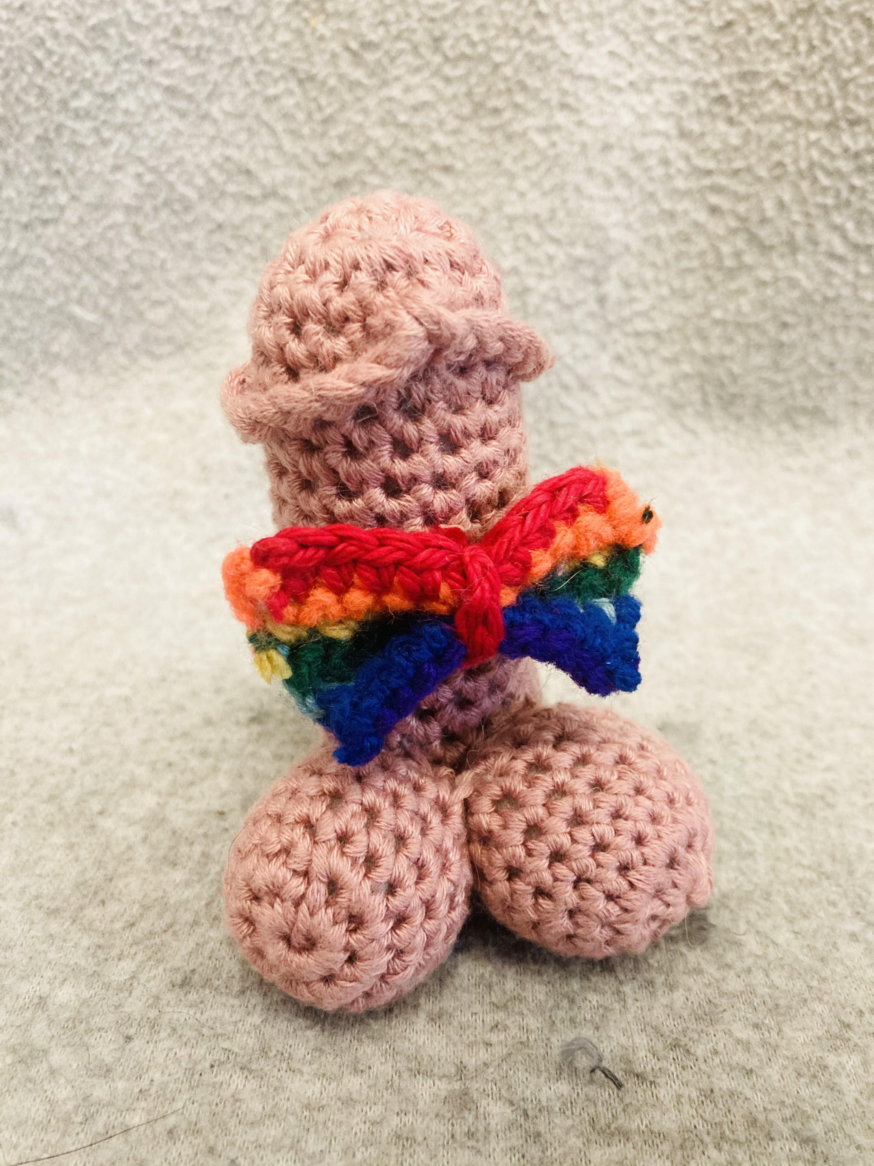I offered a woman a crochet peen for her couch. Someone else wanted it. I made it, shared it and it blew up. Now I make my living selling crochet disco sticks. I call them Dapper Doinks.