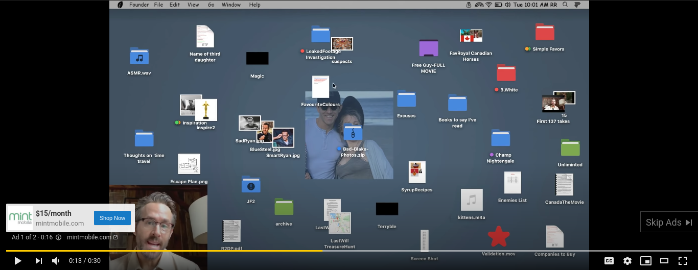 Ryan Reynolds' Desktop Screen from MintMobile ad