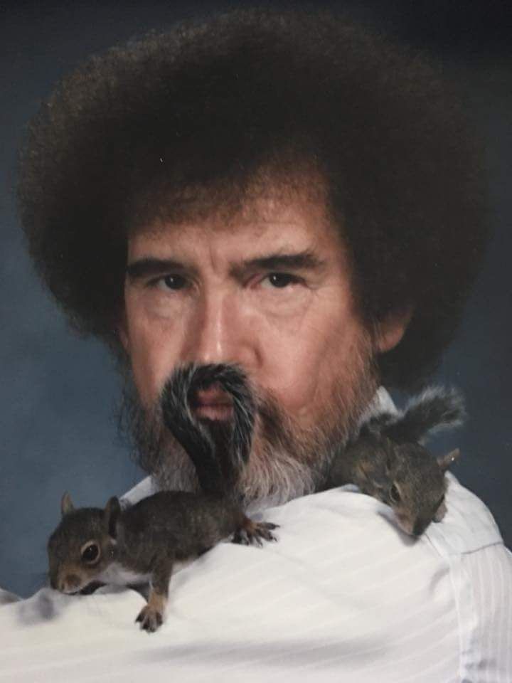 Bob Ross with a Squirrel tail mustache