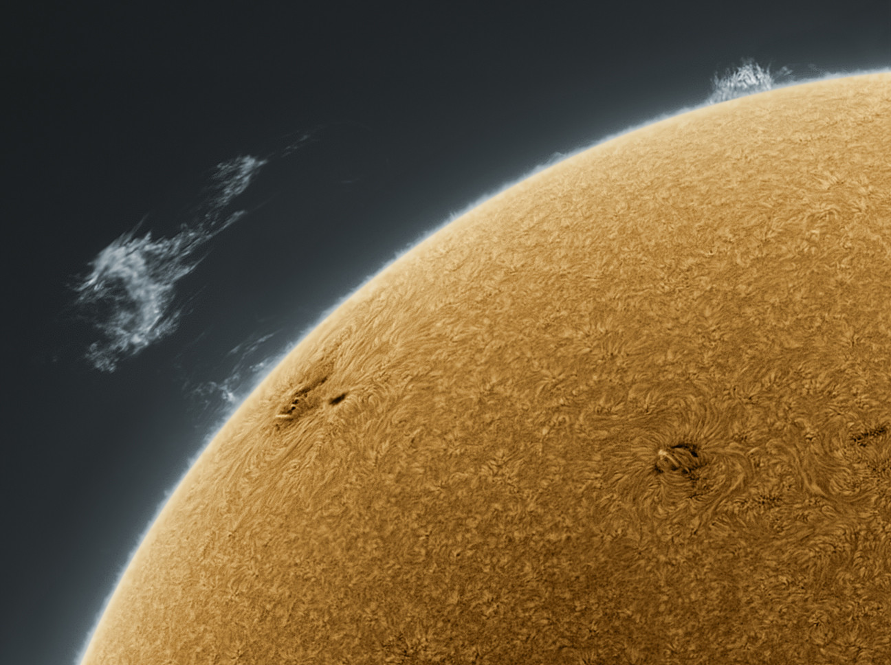 Picture of the Sun through a lens that allows only a specific wavelength