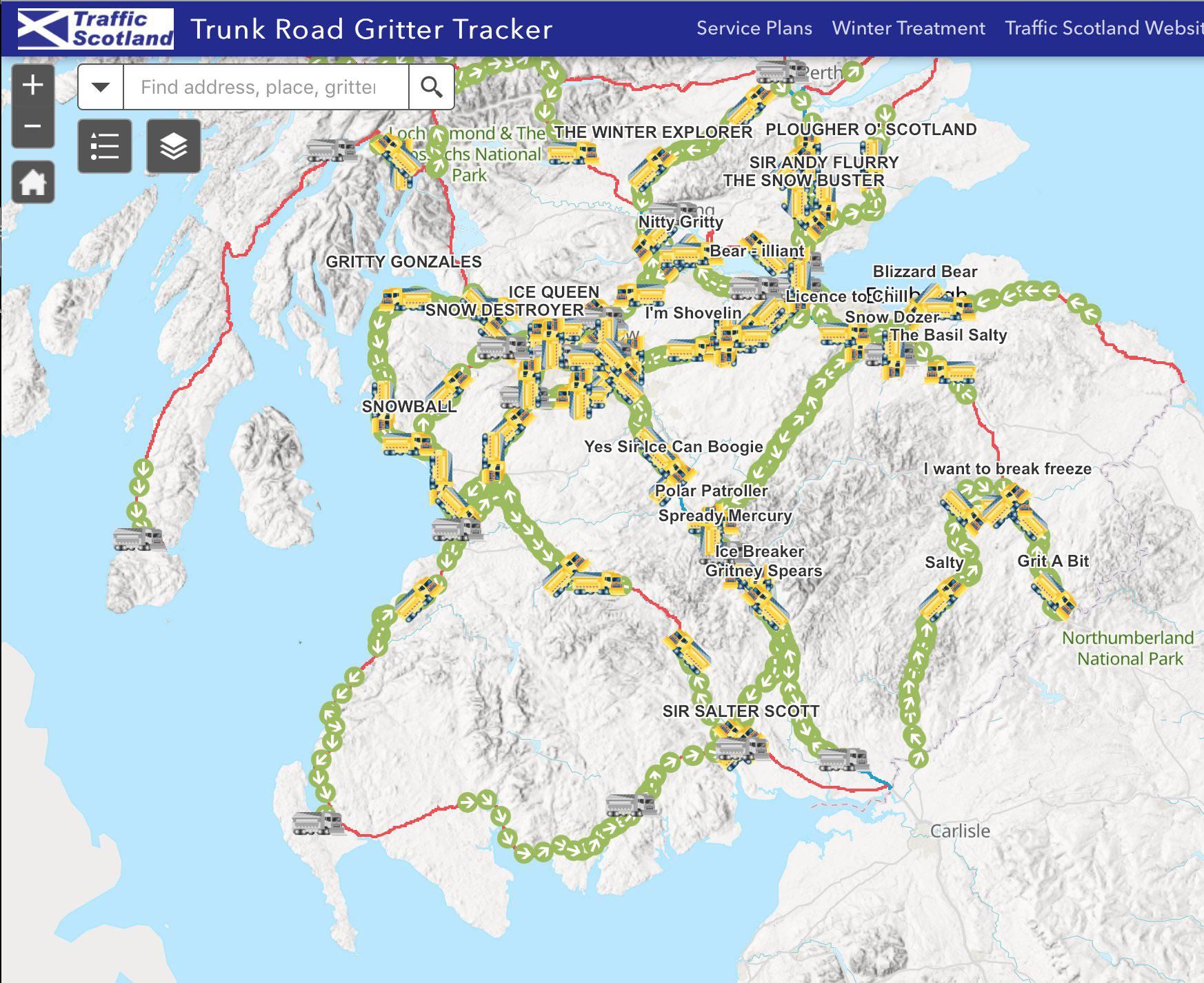 Scotland has named their road gritters and you can follow them live.
