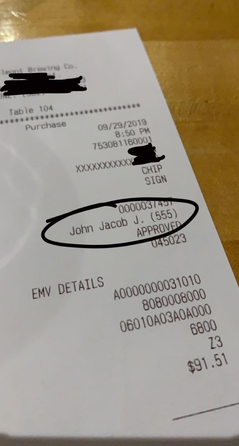 Do you think my waiter’s last name is Jingleheimerschmidt?