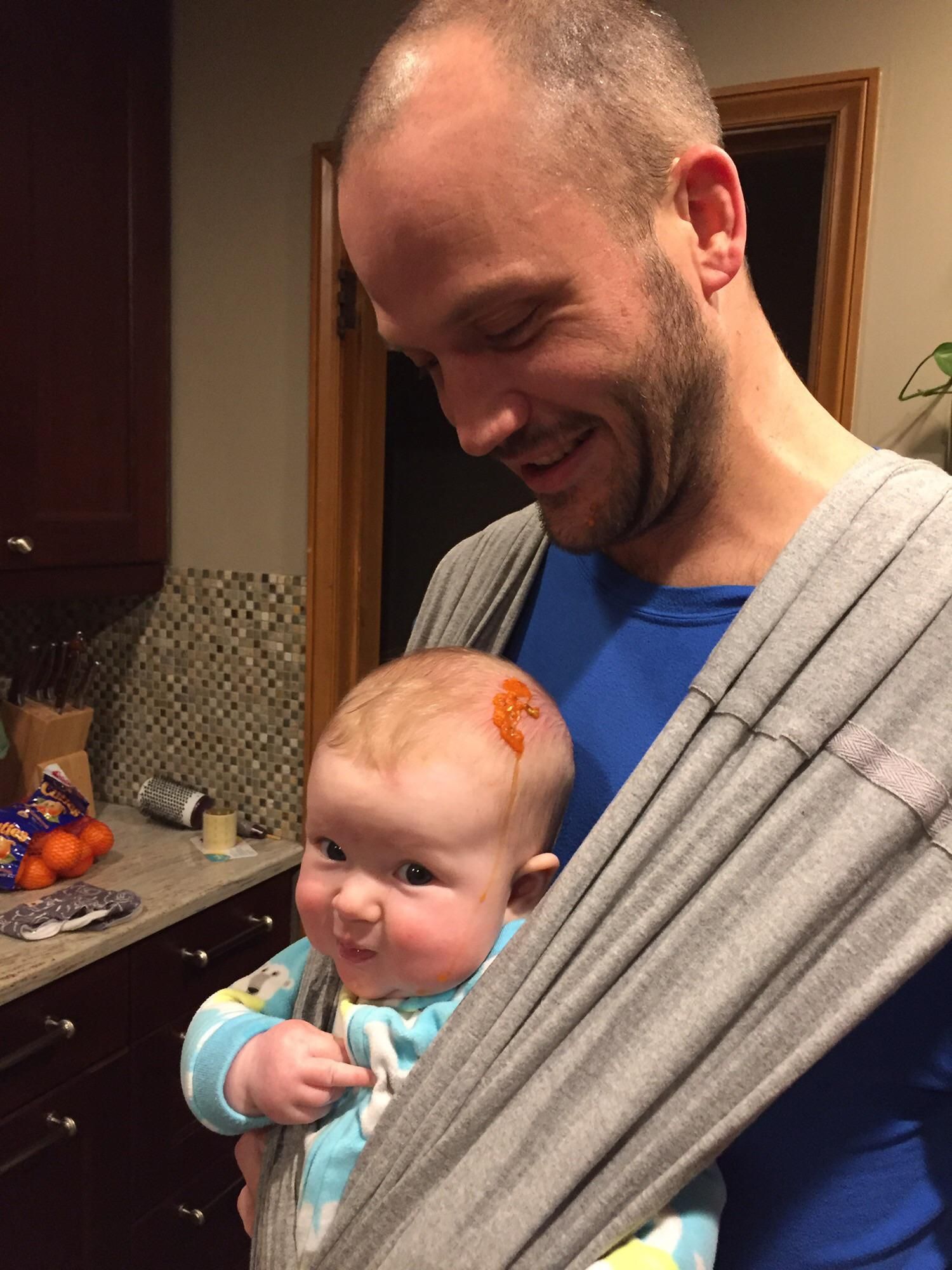 My daughter’s reaction when dad spilled some salsa on her head