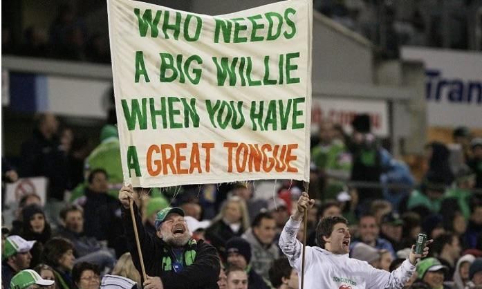 Arguably the best sport fan banter. Alan “Tongue” and “Willie” Mason