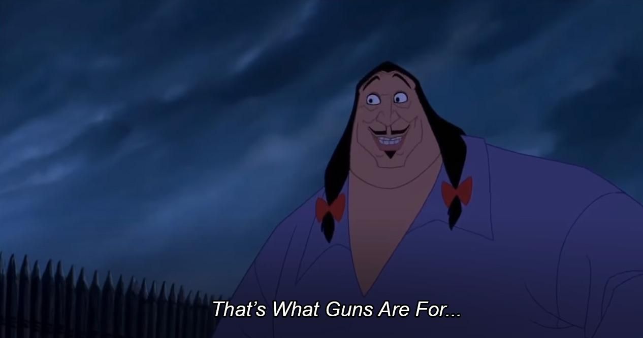 I recently re-watched Pocahontas with my family and I couldn't stop laughing at what potential this line has. It can be used for anything . Have Fun With this.