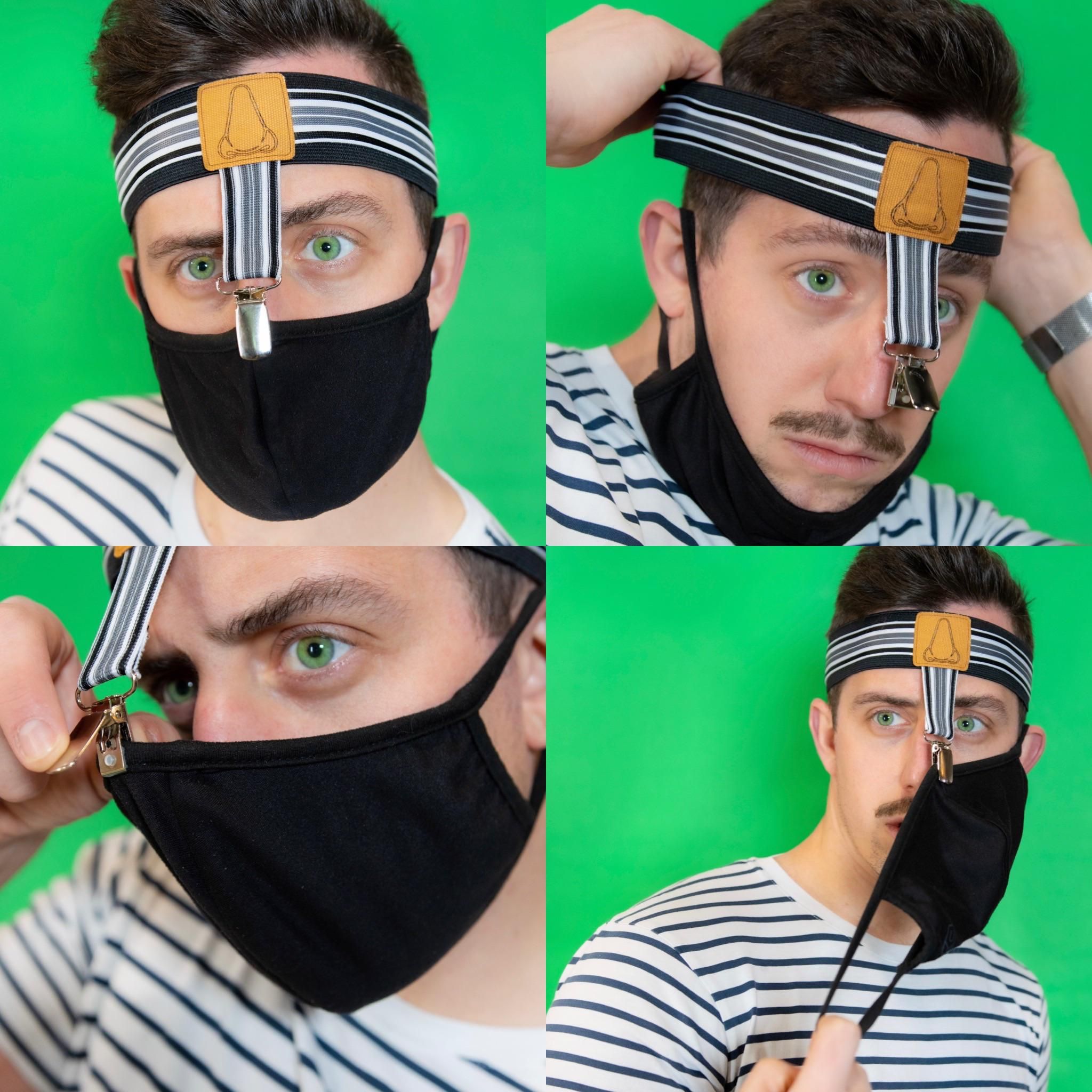 I design absurd product ideas so I created the Mask-Spenders to keep your mask above your nose!
