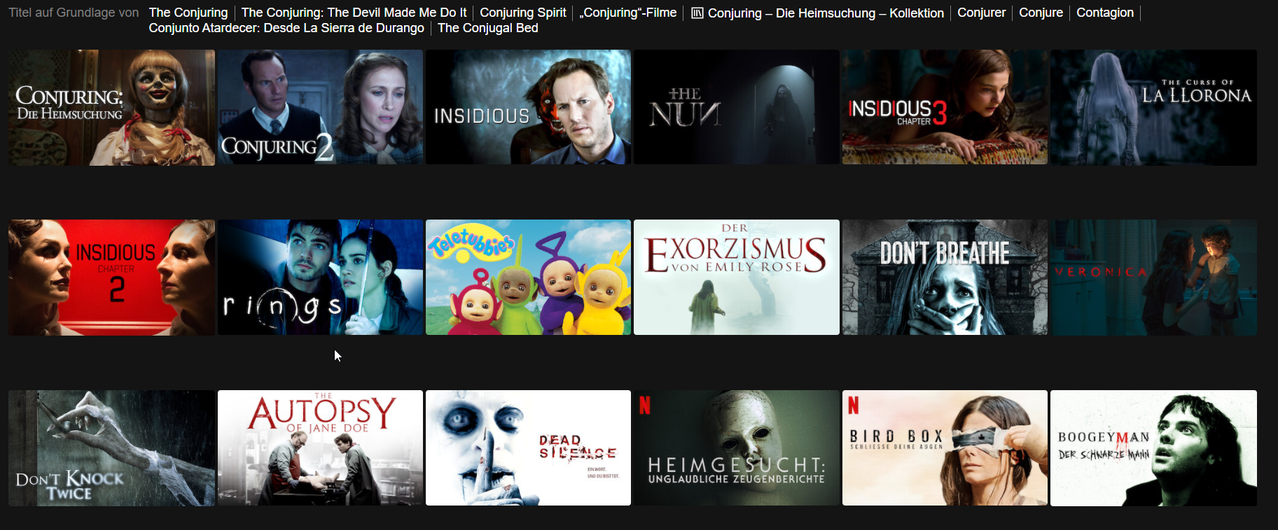 So we browsed for a horrormovie on netflix the other day
