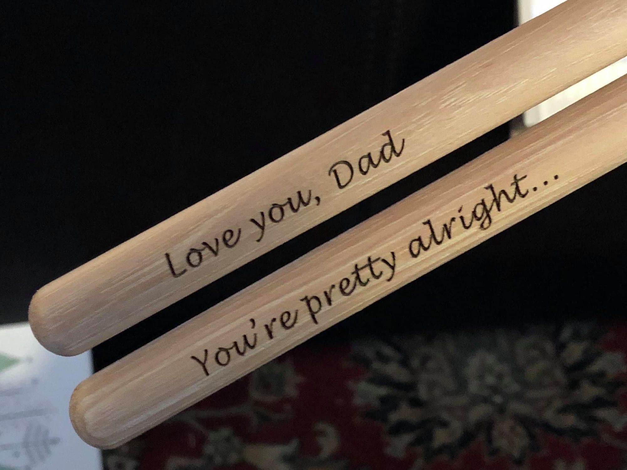 Received some custom engraved drumsticks from my kids for Christmas